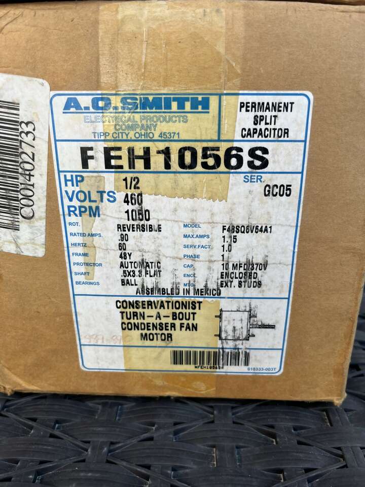 AO Smith FEH1056S Condensor Fan Motor (New)