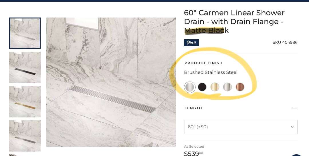 60in Carmen Linear Shower Drain