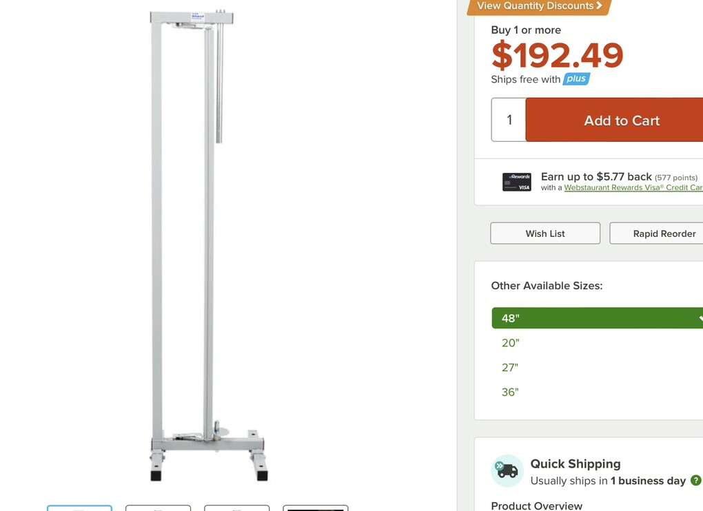 Bulman R996-48 48Vertical One Roll Paper Rack