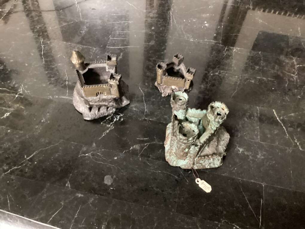 3 Bronze Castles Signed CWS 1980-1986