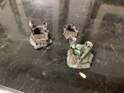 3 Bronze Castles Signed CWS 1980-1986
