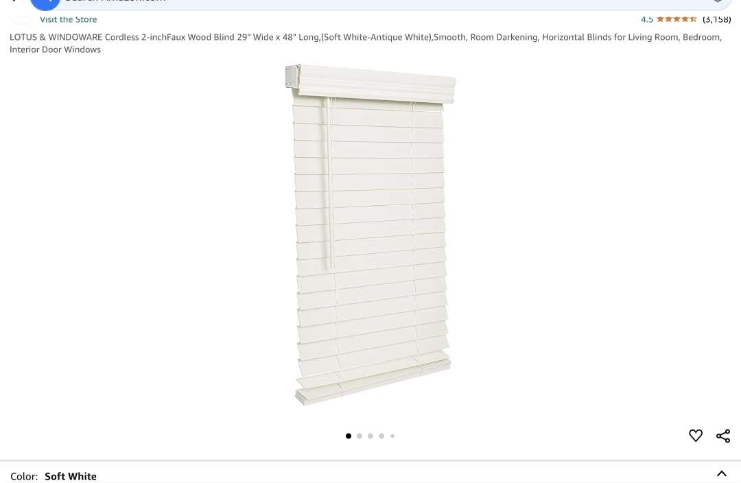 Cordless Faux Wood Blinds 29 x 48 white