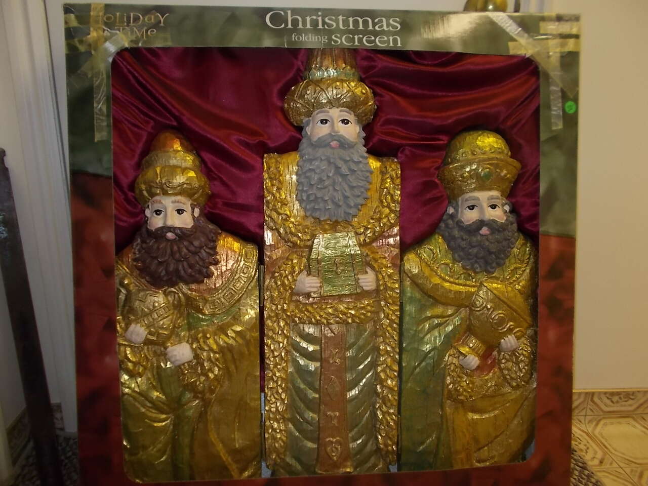 THREE WISE MEN CHRISTMAS FOLDING FIREPLACE SCREEN/GUARD Brand New Vintage