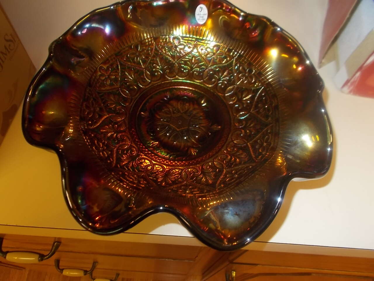 Vtg. Large Fenton Glass Dish, Beautiful Colors