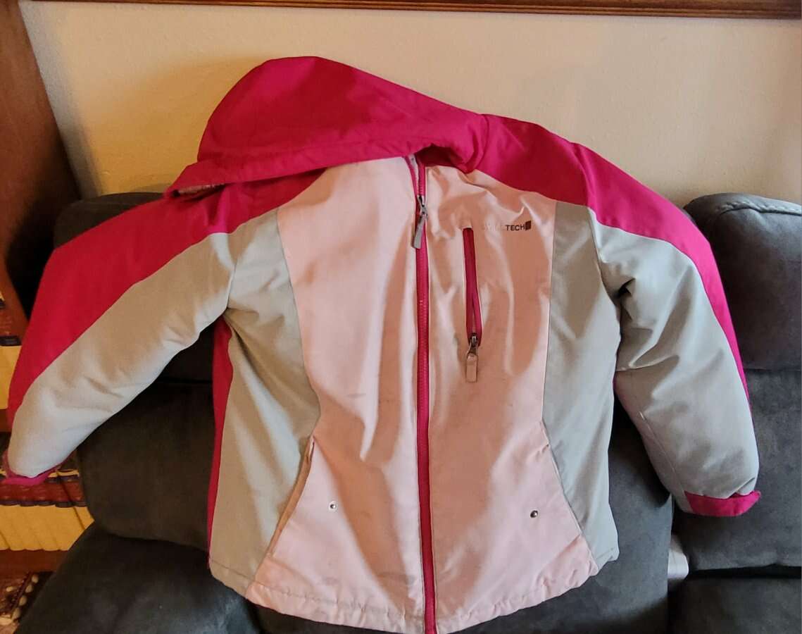 Pink Coat and Blue/Black Snow Boots