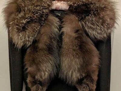 Silver Fox collar mid-length princess cut coat