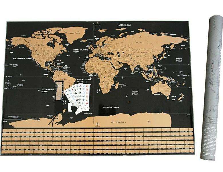 *New*Fossa scratch off world map 32"x23"