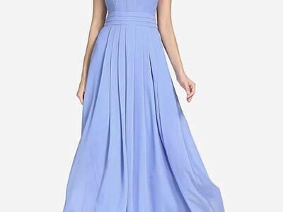 Women's A-line Halter Top Chiffon Pleated Dress