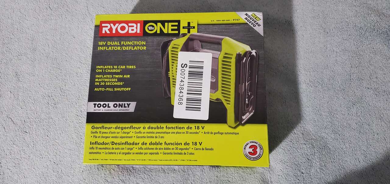 Ryobi Inflator deflator air mattress or car tire portable tool