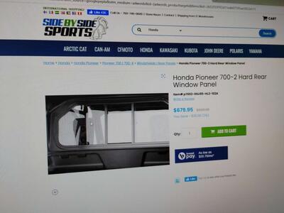 honda pioneer 700 rear window 1/2 price