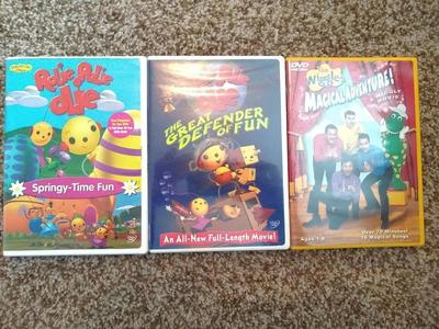 2-Rolie Polie Olie DVDs and 1-The Wiggles DVD