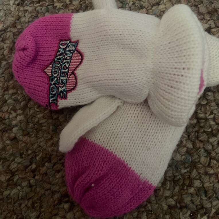 Harley Davidson Pink And White Kid Mittens