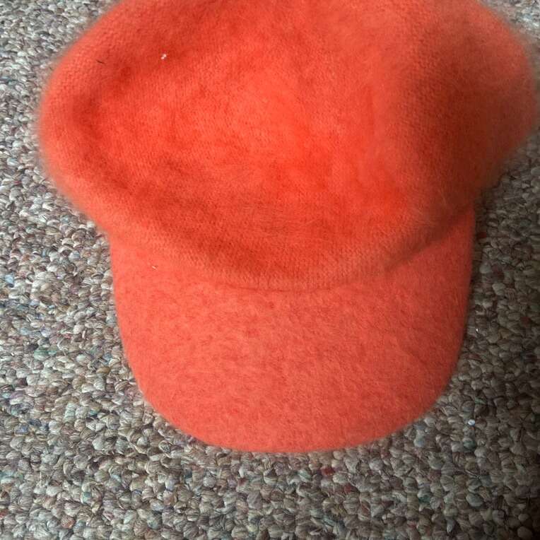 Orange angora Ball Cap. NEW. FUZZY
