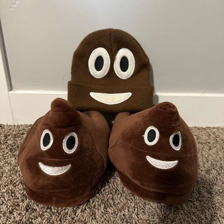 Poop Emoji Beanie And Slippers