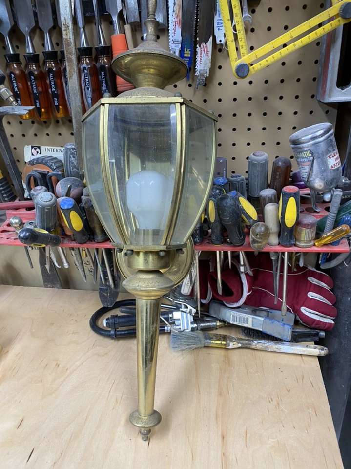 Outdoor Wall Sconce, Antique Brass