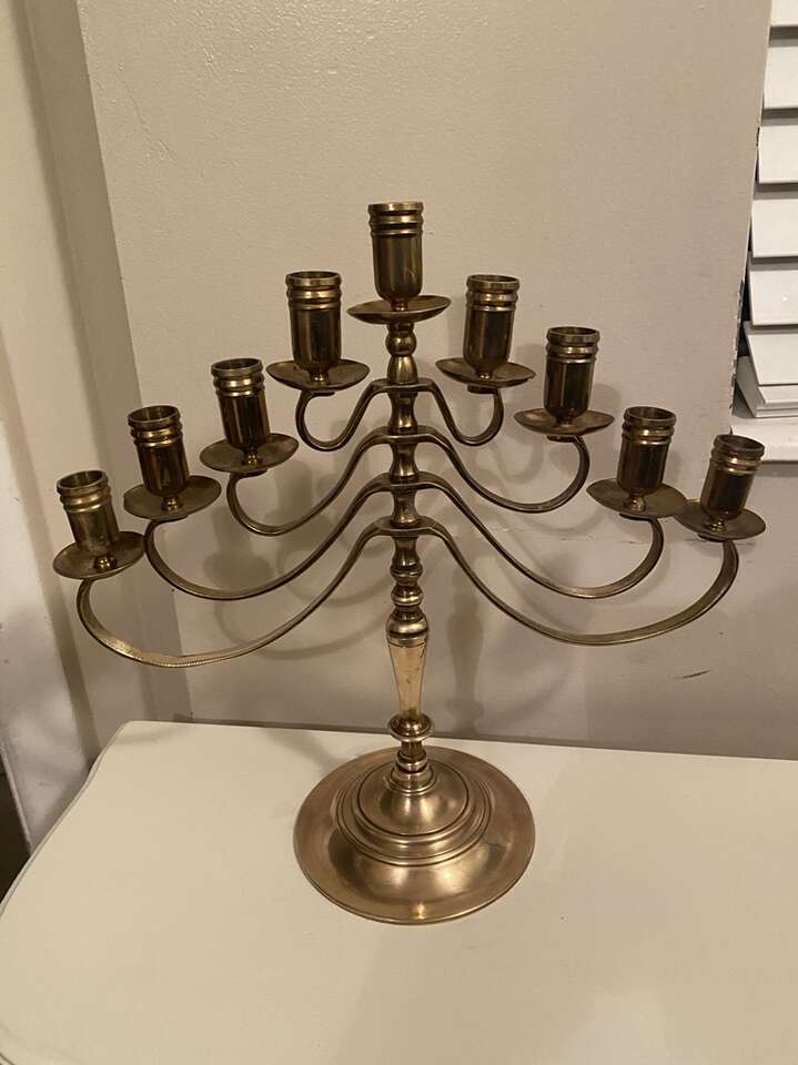 Brass 9 Candle Arm Adjustable Swing Candelabra
