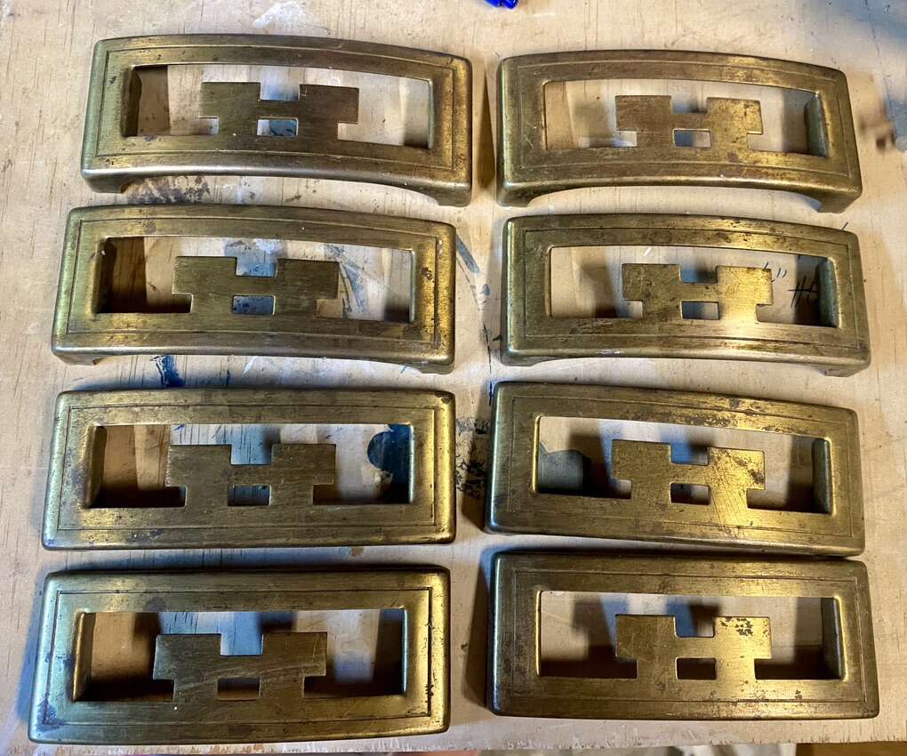 Set Of 8 MCM Brass pulls