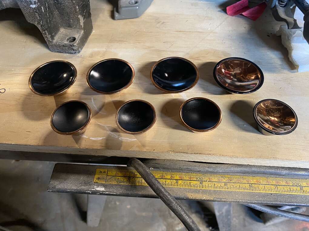 1950's MCM Black & Copper Cabinet Knobs