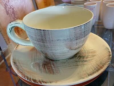 Mid Century Cup And Saucer. 9 Inch Wide! Huge!