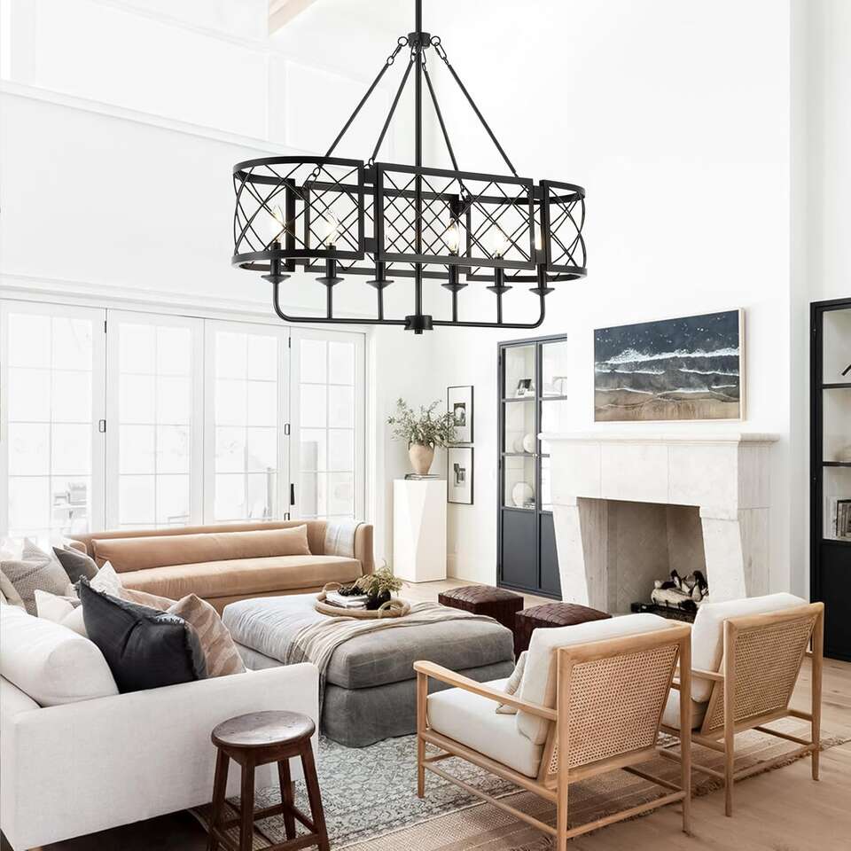 35" Farmhouse Pendant Light Fixtures for Dining Room Linear Black Kitchen Island Lighting Moden