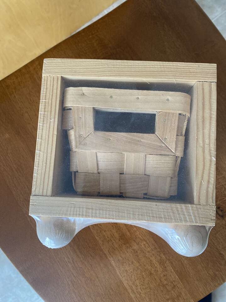 Wooden Cube With Basket