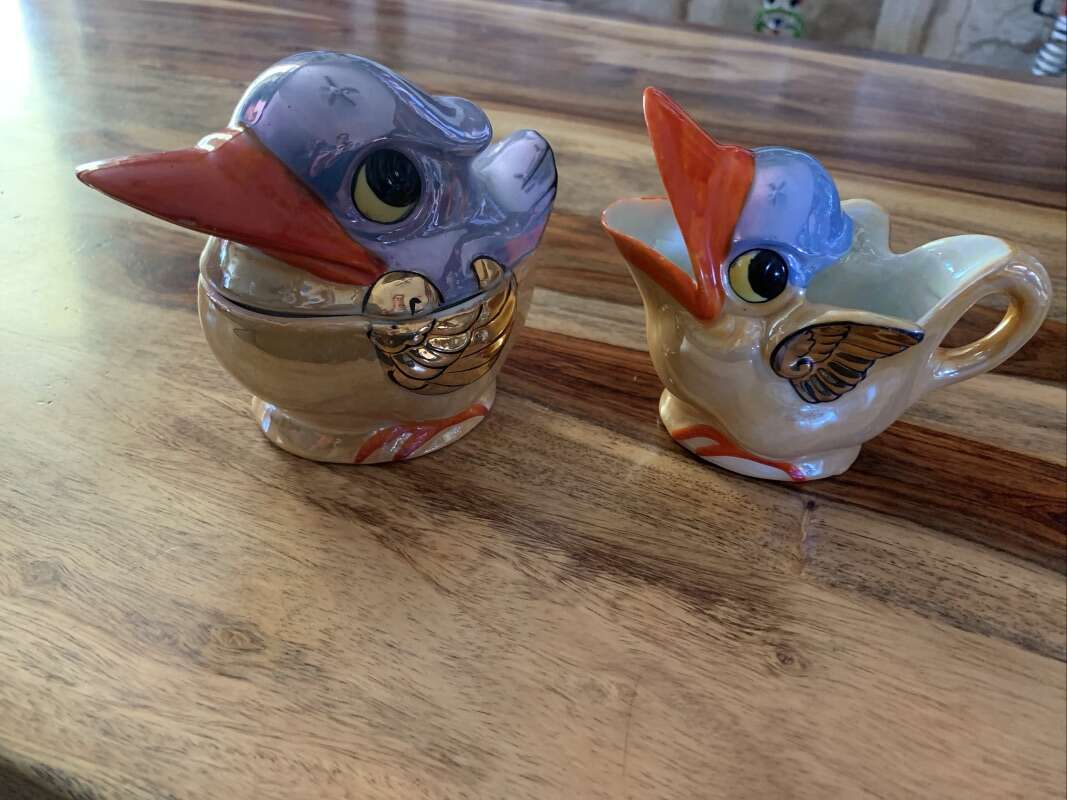 Lustreware Cream & Sugar Set Vintage