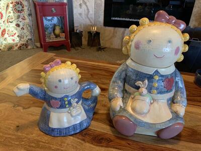 Treasure Craft Rag Doll Cookie Jar And Teapot