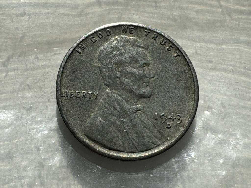 1943 D Lincoln Wheat Penny Steel Zinc Coin