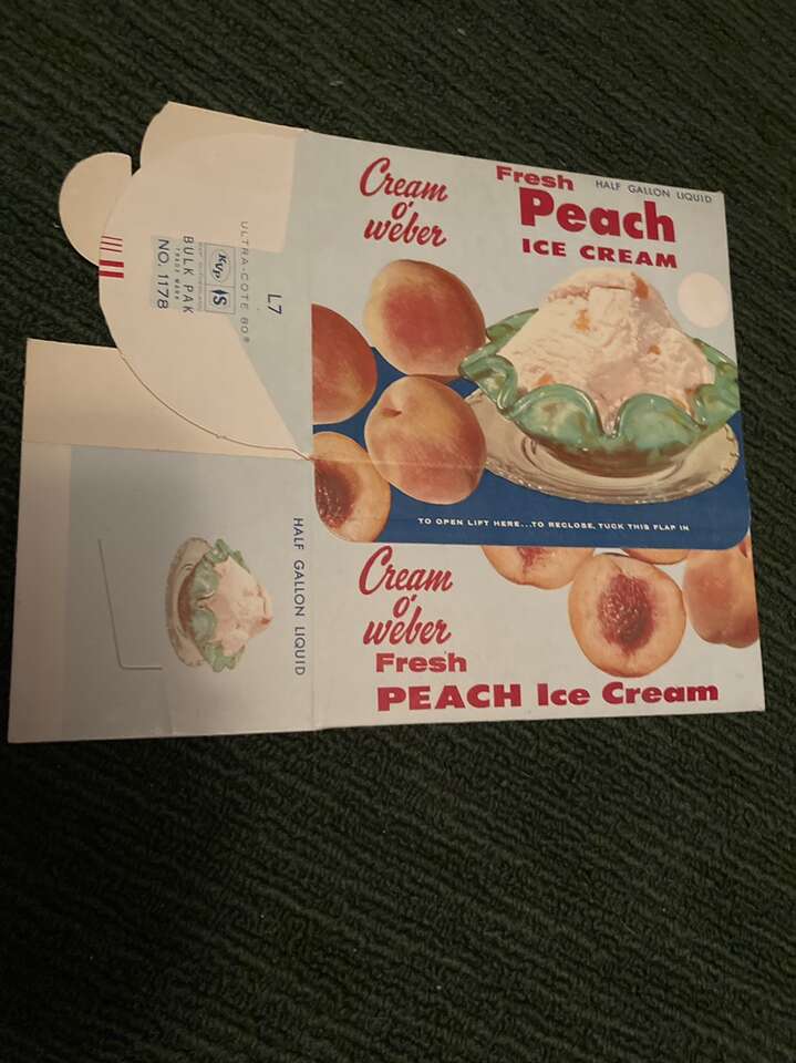 Vintage COW Peach Ice Cream Container