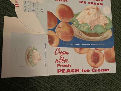 Vintage COW Peach Ice Cream Container