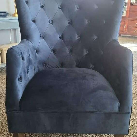 Blue Fabric Wing Back Accent Chair Furniture