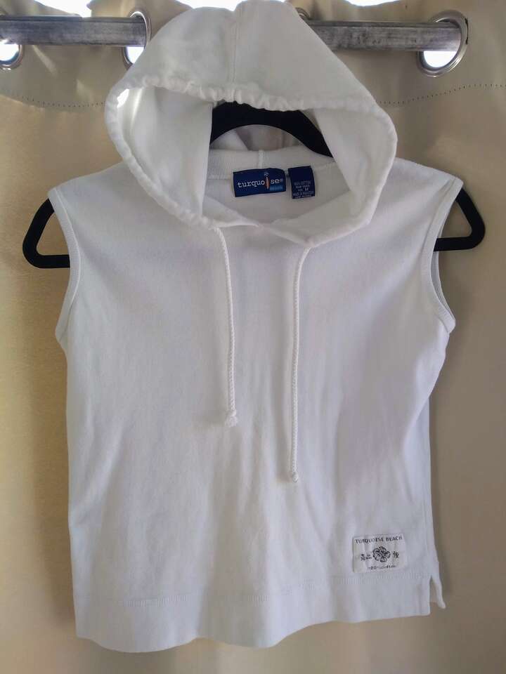 White Sleeveless Hoodie Tank – Medium (Like New)