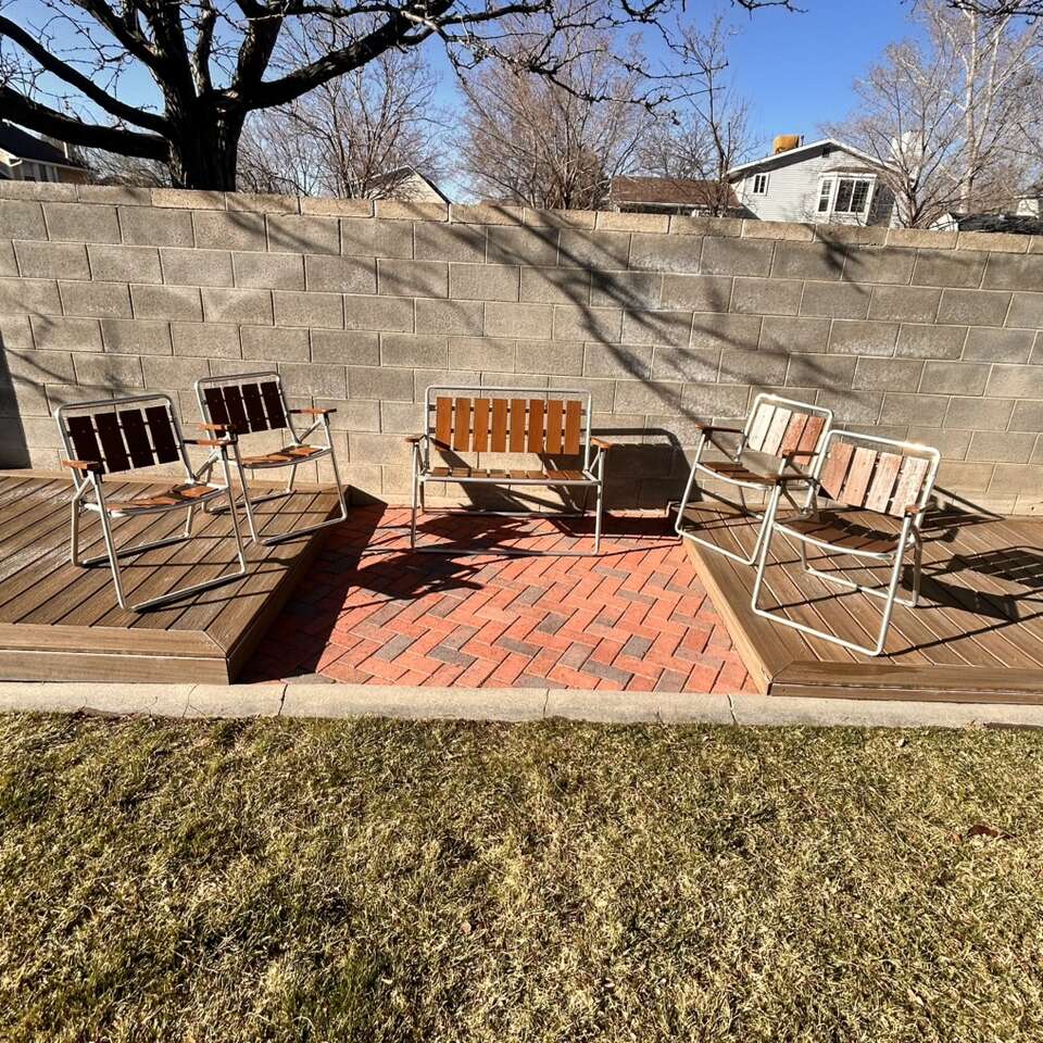 Vintage Aluminum Redwood Slat Wood Patio Furnature