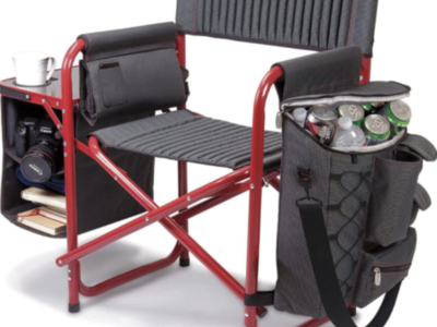 Oniva Picnic Time Fusion Outdoor Folding Chair Gray with Red Frame