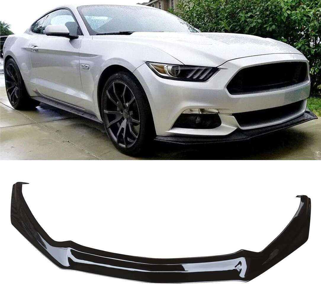 NINTE Front Lip for 2015 2016 2017 Ford Mustang RT Gloss Black Lip Chin Spoiler Splitter