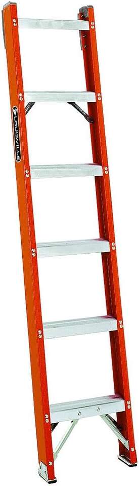 Louisville Ladder FH1006 300-Pound Duty Rating Fiberglass Shelf Ladder, 6-Foot