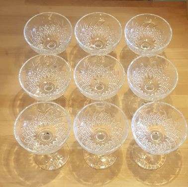 Trellis Etched Coupe Glasses / Dessert bowls