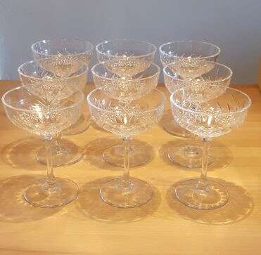 Trellis Etched Coupe Glasses / Dessert bowls