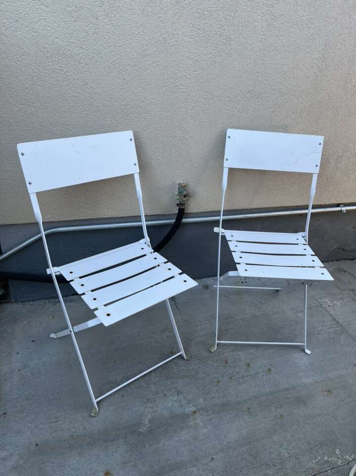 White Metal Folding Chairs Easy! 2 For $60