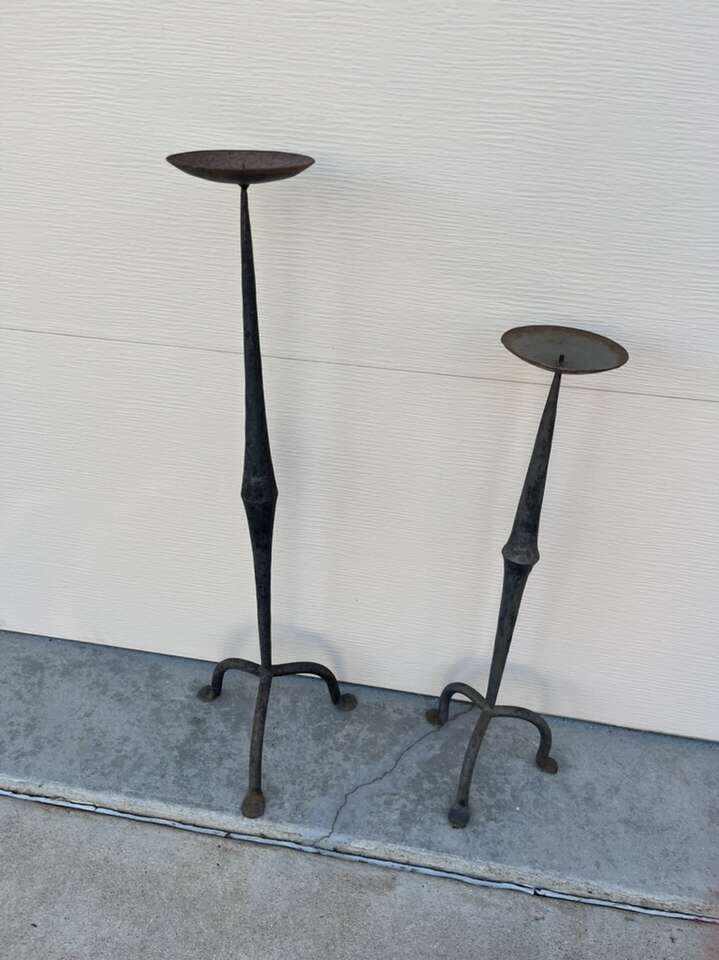 Heavy Wrought Iron Candle Holder 31T And 25T
