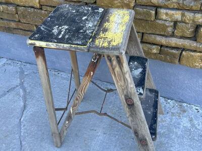 Antique Folding Wooden Ladder About 4 Feet