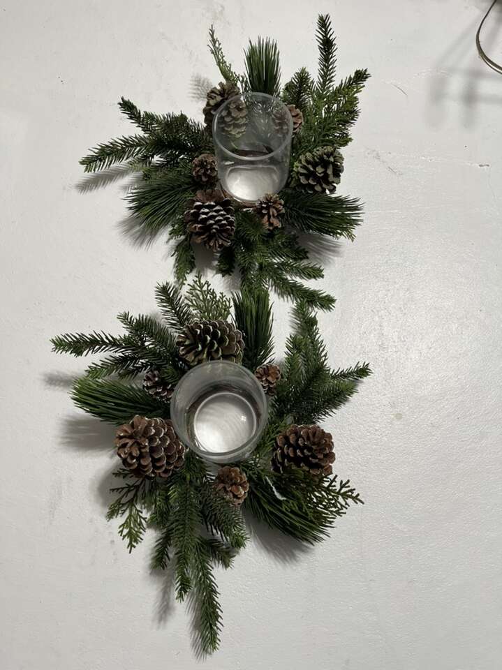 Fancy Candle Holders With Greenery $30 Each