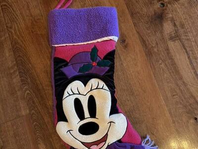 Disney Minnie Mouse stocking with damage. 20” tall