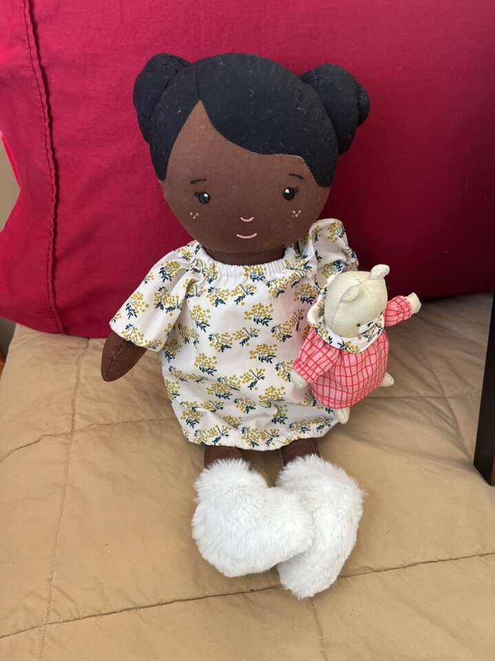 African American Doll With Teddy Bear 14
