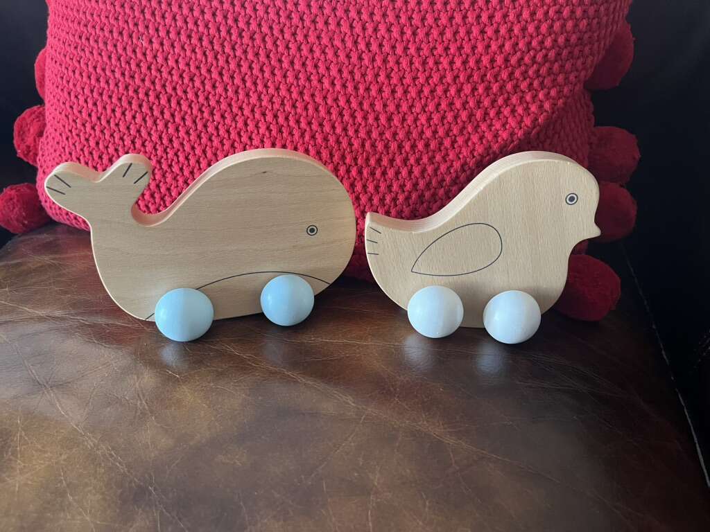 Set Of 2 Wooden Rolling Hallmark Toys