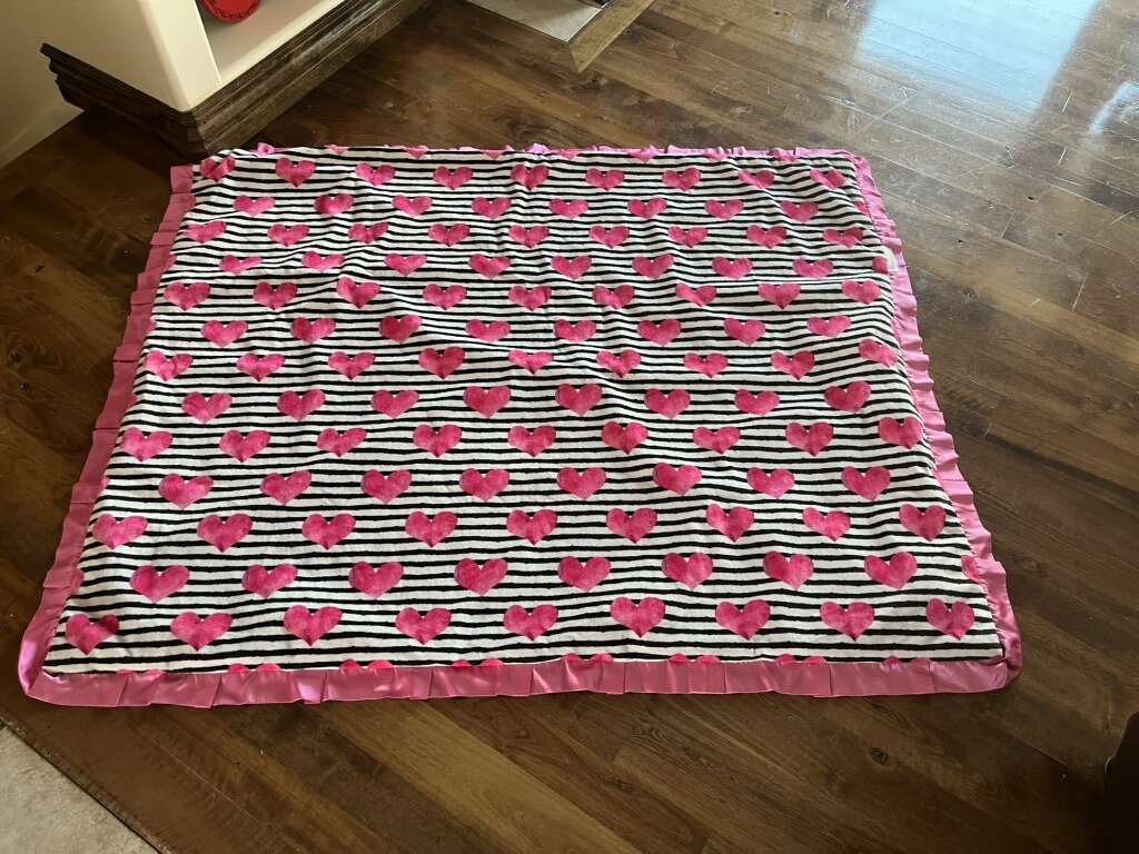 MInky Couture Blanket Hearts And Stripes