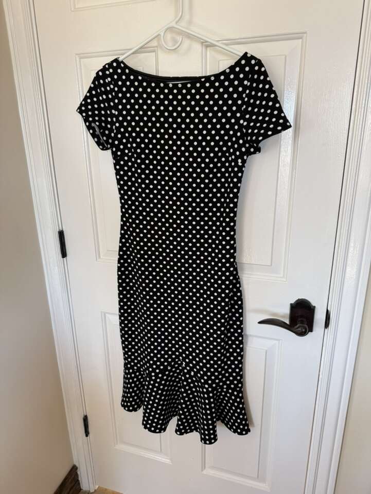 Vintage Styled Polka Dot Dress M Black/white