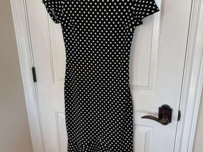 Vintage Styled Polka Dot Dress M Black/white