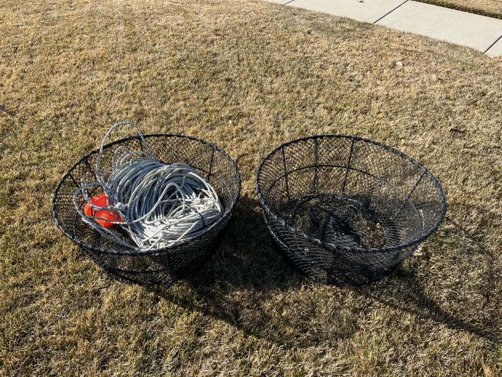 Set Of 2 Shrimp/prawn Fishing Traps With Lead Line