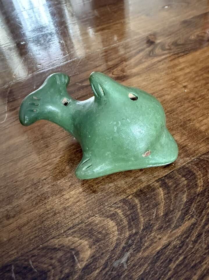Vintage Green Whale Clay Whistle